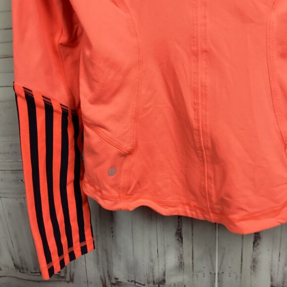 Lululemon Stride Jacket Neon Coral Orange Define Forme Striped 6 - Picture 11 of 13